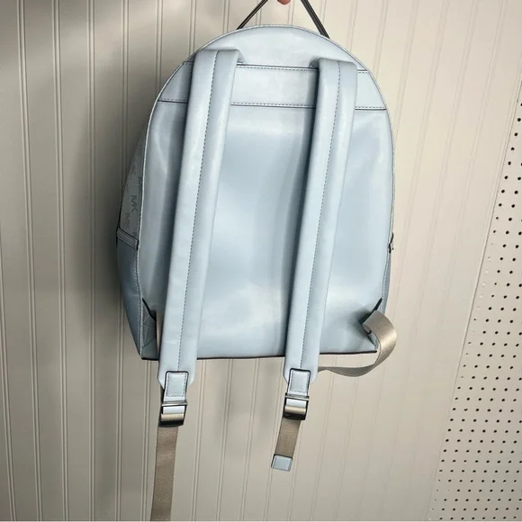 Michael Kors Sheila Large Woven Logo Nylon backpack Sky Blue Jacquard Laptop Bag - Picture 7 of 15